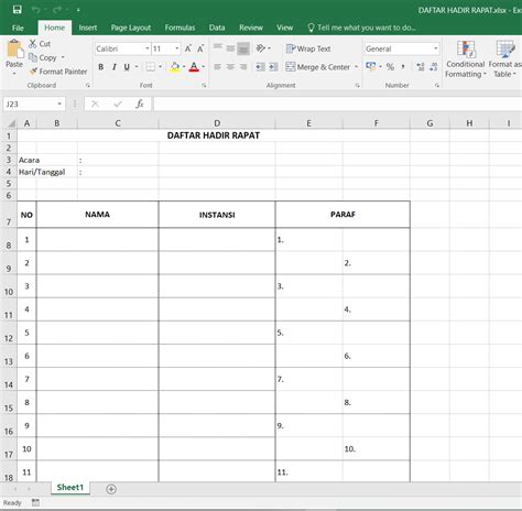 Download Daftar Hadir Excel Format Word Dan Excel Go Edukasi Riset