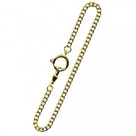 Gold Plated 12 Inch Bolt Ring Pocket Watch Chain GPW03 GP Greenwich