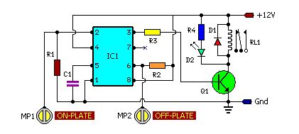 The timer activates a relay through a bipolar transistor in order to connect or disconnect the on the last diagram we see two connections made by the component side (blue). On Off Touch Switch Circuit | EEWeb Community