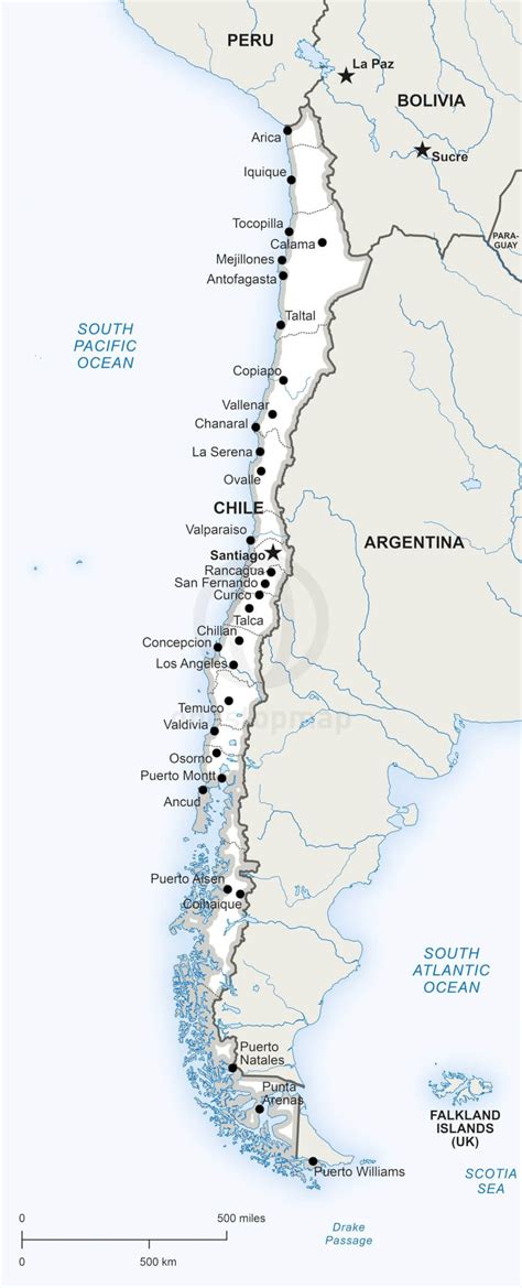 Chile Political Map Eps Illustrator Map Vector World