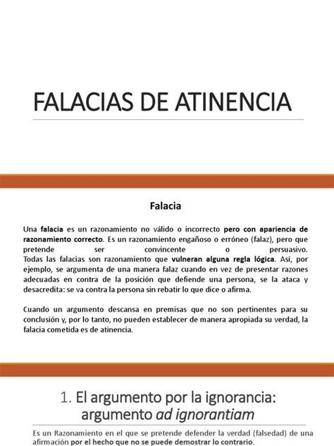 Falacias De Atinencia Diapositivas Pdf Falacia Argumento