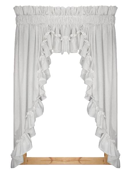 Window Toppers Stephanie Country Style Ruffle 3 Piece Swag Curtains Set