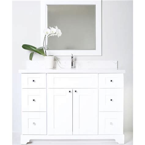 Lukx Bold Damian 48 In White Single Sink Bathroom Vanity With Carrera