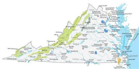 Virginia Lakes And Rivers Map Gis Geography