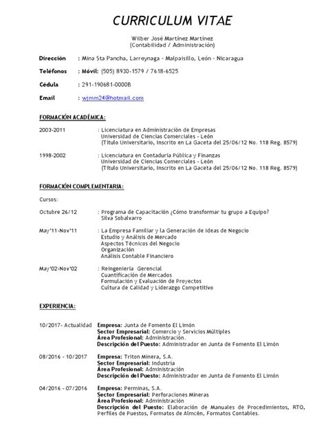 Curriculum Vitae Wmartinez Pdf Contador Contabilidad