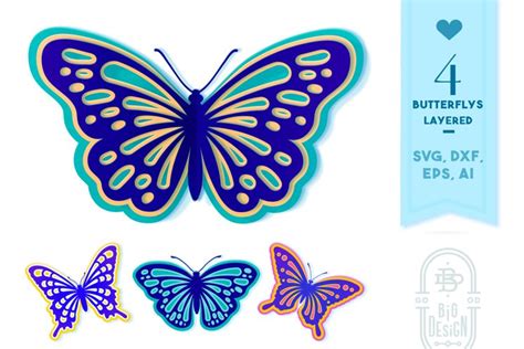 Layered Butterflies Svg 4 Butterfly Paper Cut Svg Designs