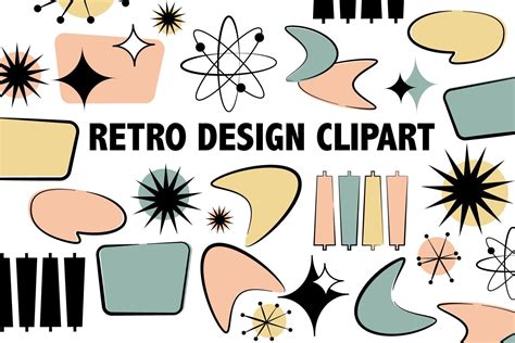 Retro Clipart Mid Century Modern Design Icons Googie Sign Etsy In