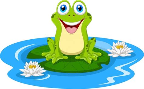 Premium Vector Cartoon Frog Sitting On The Leaf