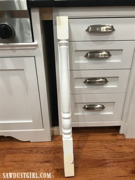 What can you do with a mirrored vanity tray? Adding Decorative Legs to Cooktop Cabinet - Sawdust Girl®