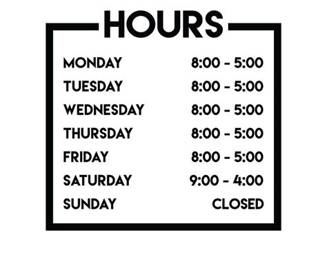 Business Hours Decal For Storefront Store Hours Decal Etsy