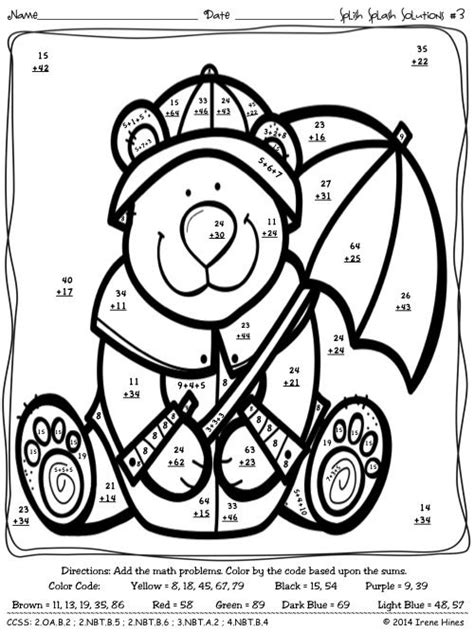 You can then print the addition regrouping read more. Spring: Splish Splash Solutions ~ Regrouping Math Color By ...