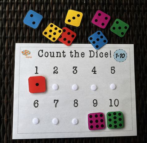 Digital Dice Numbers 1 10 Count And Match Activity Autism Etsy