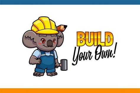 It is easy to tame them. Cartoon Cute Builder Koala Mascot Logo di 2020