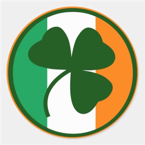 Irish Logo Shamrock On Flag Colors Classic Round Sticker Zazzle