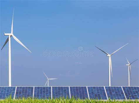 Solar Photovoltaics Panel And Wind Turbines Generating Electricity