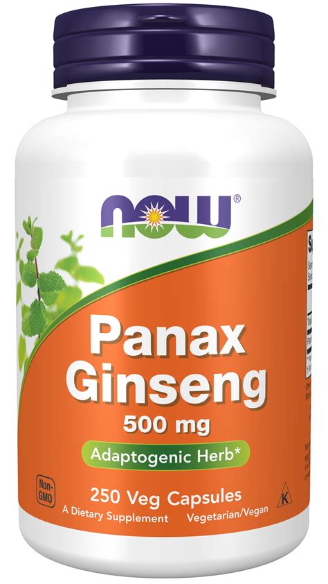 now supplements panax ginseng root 500 mg adaptogenic herb 250 veg capsules