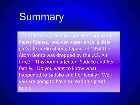 Ppt Sadako And The Thousand Paper Cranes Powerpoint Presentation Id
