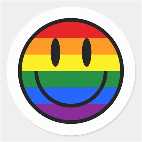 Rainbow Smiley Face Classic Round Sticker