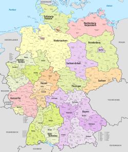 Ze hebben eigen grondwetten, parlementen en regeringen. Deelstaten Duitsland Kaart | Kaart