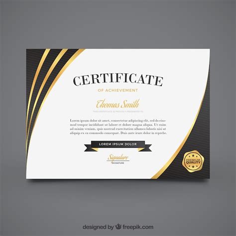 Free Vector Elegant Certificate Of Achievement With Golden Elements