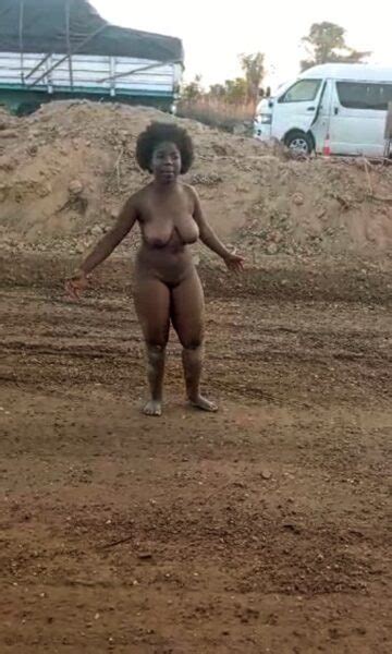 African Woman With Big Breasts Strips Naked And Runs Mad In Public In