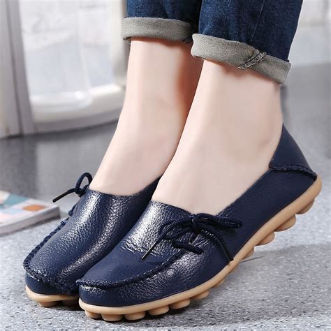Women Flats Soft Genuine Leather Shoes Women Moccasins Shallow Casual