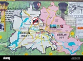 Map showing East and West Berlin before 1990, East Side Gallery ...