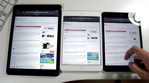 Its retina display features the lowest resolution of the bunch, at 2,048 by 1,536, but the smaller screen means a much denser 326 pixels per inch. Retina iPad mini 2 Vs iPad Air Vs iPad mini 1 - Size And ...