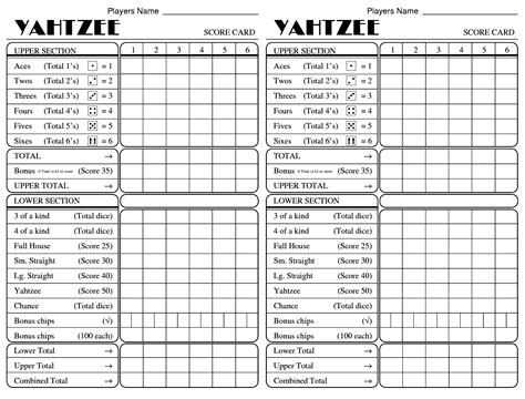 Printable yahtzee score card | Yahtzee score sheets, Yahtzee score card, Yahtzee