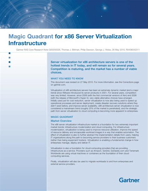 PDF Magic Quadrant For X86 Server Virtualization Quadrant For X86