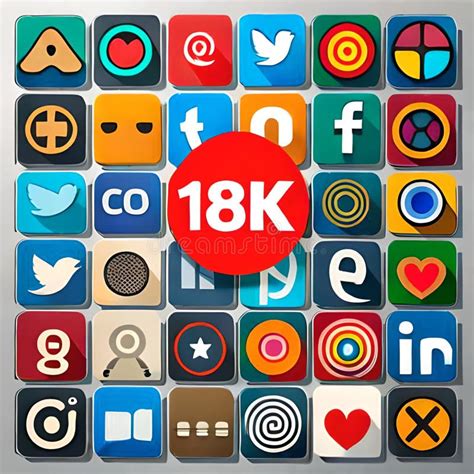 Collection Of Social Media Theme Icons Editorial Stock Photo