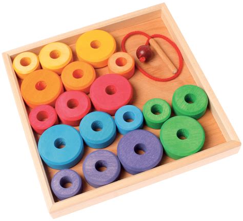 Grimms Rainbow Threading Discs In Frame Myriad Natural Toys And Crafts