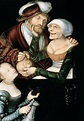 A procuress - Lucas Cranach il Vecchio come stampa d\'arte o dipinto.