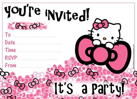 Free Printable Hello Kitty Invitations Hello Kitty Invitation Card