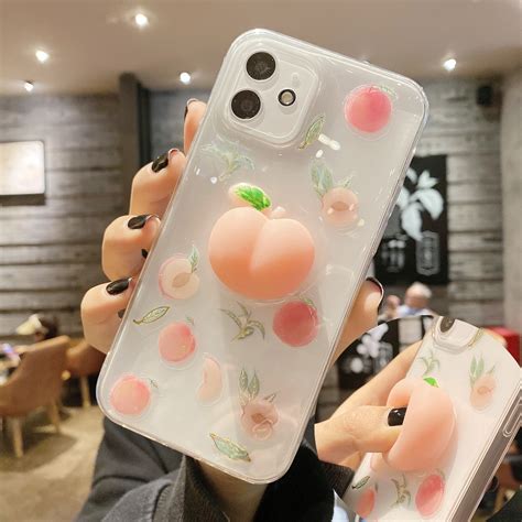 3d Fruit Peach Flexible Silicone Phone Case For Iphone 12 11 Pro Max