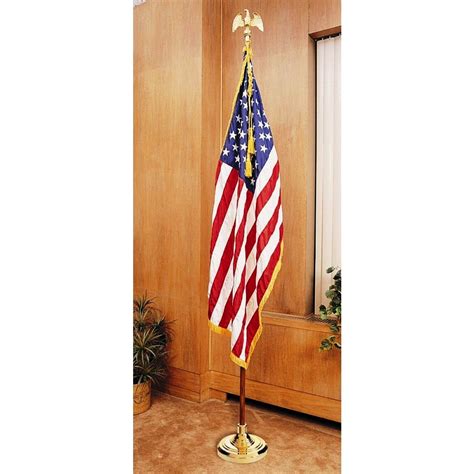 Us Flag Factory 7 Ft American Flag Indoor Set With Wood Pole Complete