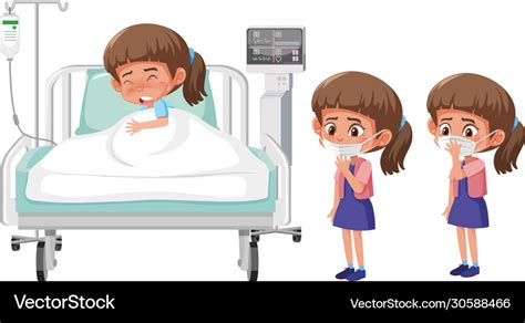 Sick Girl In Hospital Bed Royalty Free Vector Image