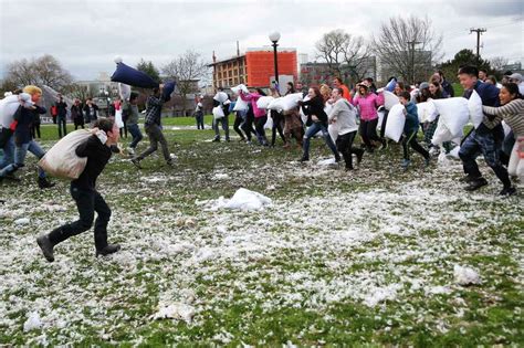 The Feathers Fly On International Pillow Fight Day In Seattle