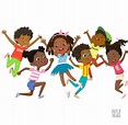 Happy Kids PNG Clipart African American Kids Jumping Clipart | Etsy