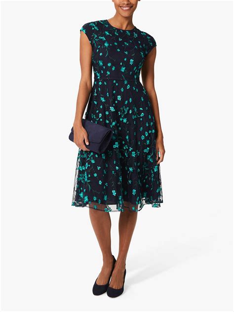 Hobbs Tia Floral Embroidered Dress Navymulti At John Lewis And Partners