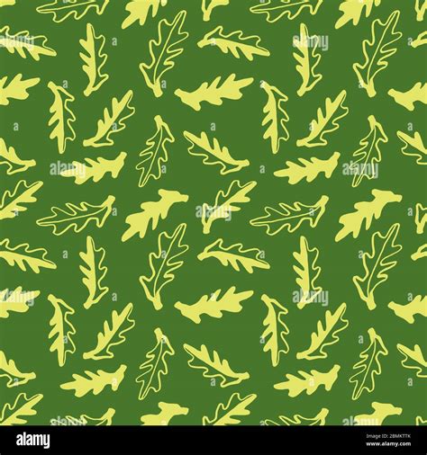 Seamless Pattern With Green Arugula Isolated Vector Simple Cartoon