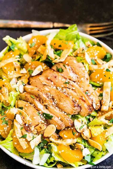 This asian sesame chicken salad includes mandarin oranges, sliced almonds, & a sesame vinaigrette. Copy cat panera bread asian chicken salad - asian chicken ...