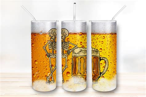 Skeleton Drinking Beer Tumbler Png Graphic By Lloydcleora7924
