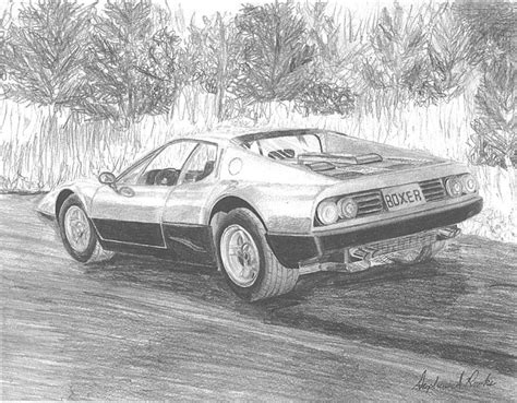1974 Ferrari Boxer Exotic Car Art Print Drawing By Stephen Rooks