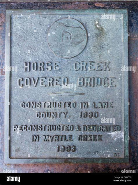Myrtle Creek Oregon United States Plaque Marking Horse Creek Covered