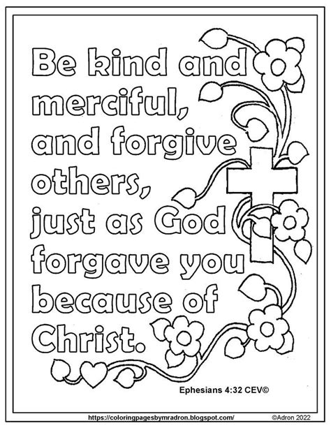 A Coloring Page With The Words Be Kind And Merciful And Forgive Others