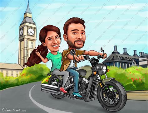Wedding Card Ideas London Wedding Wedding Couple In Bike Caricature