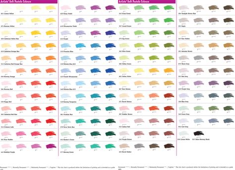 Soft Pastels Colour Chart 6500×4700 Pixels Soft Pastel Pastel
