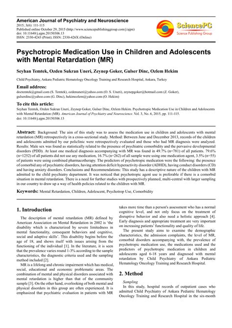 Pdf Psychotropic Medication Use In Children And Adolescents With