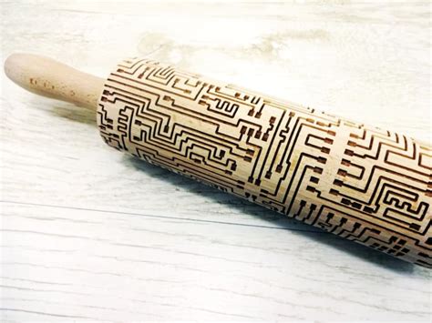 Microchip Embossing Rolling Pin Laser Engraved Rolling Pin Etsy